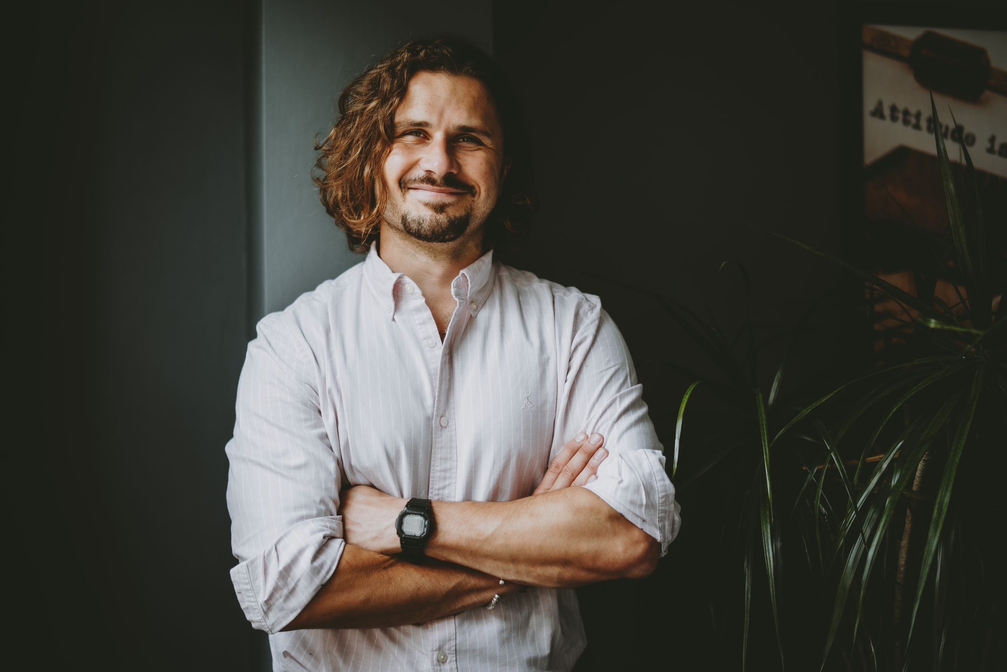 Pictured: Robert Lowton, copywriter at Lobster Copy®, smiling with arms crossed.